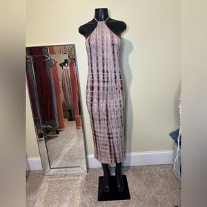 Elegant Tie-Dye Halter Dress